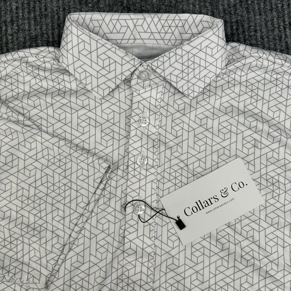 Collars and Co Other - New Collars and Co Mens Original Dress Collar SS Polo Shirt Small White/Gray Geo